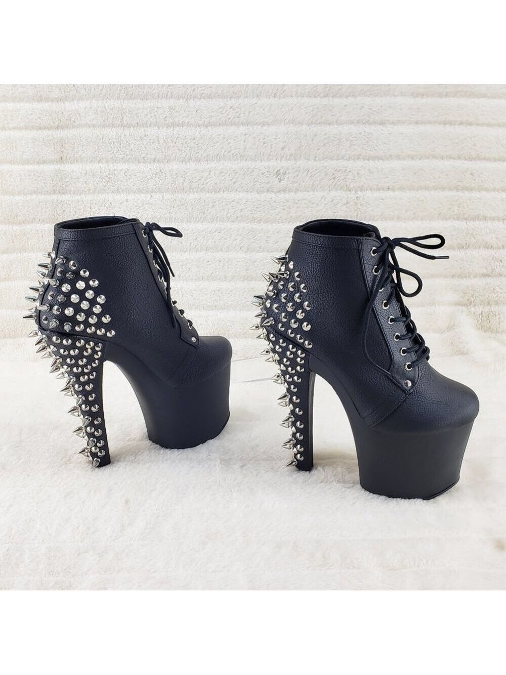Spikes & Studs High Heel Platform Punk Rock Ankle Boots Fearless - Picture 5 of 11